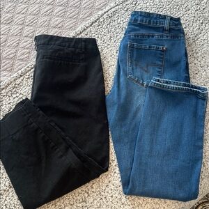 Size 12 bundled straight leg jean and cropped cotton pants